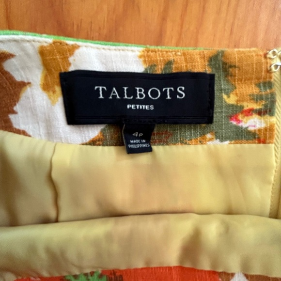 Y2K Talbots bright floral vintage barkcloth like print pencil skirt size 4P - Picture 3 of 4